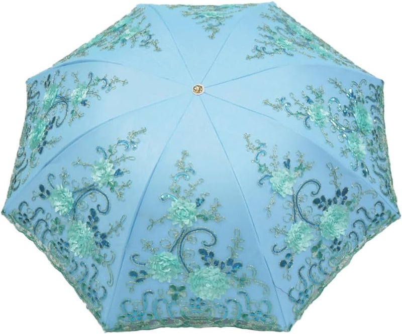 Aikelai Vintage Lace Umbrella, UPF50+ Sun Umbrella, 3D Flower Chinese Embroidery Compact Folding Umbrella for Walking, Wedding, Tea Party,Photo Shooting - Image 2